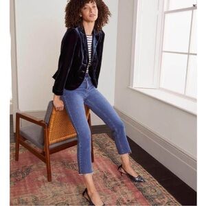 Theory Stretch Velvet Two Button Navy Blazer 2